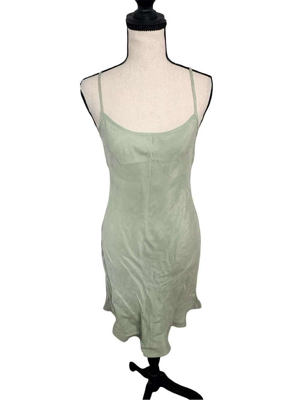 Anthropologie Pure‎ + Good Sage Green Cupro Slip Dress XS Minimalist Mini